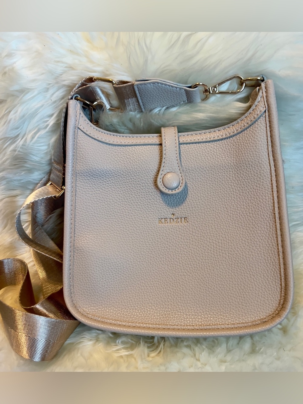 Kedzie Bella Pebbled Vegan Leather Crossbody Bag with Gold-Tone Hardware.